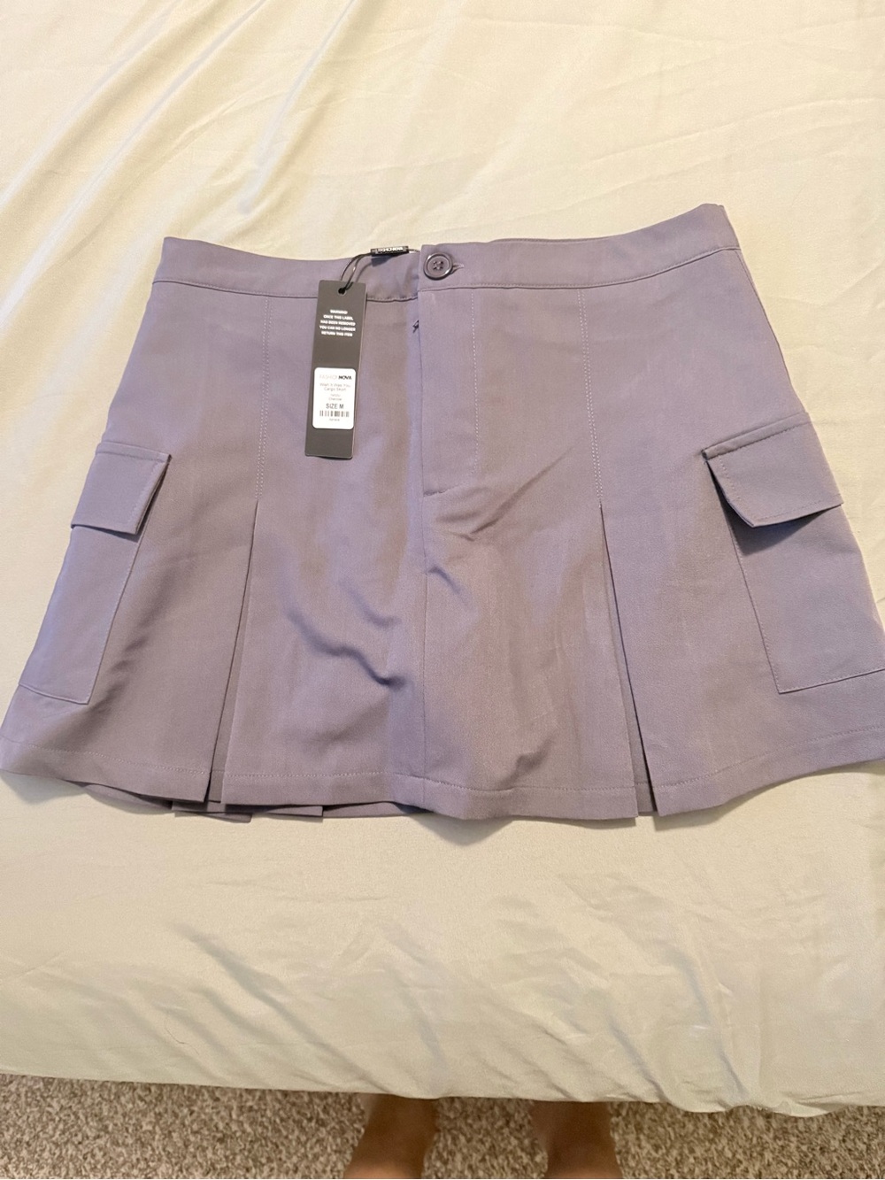 Fashion Nova grey Pleated Cargo Skort
